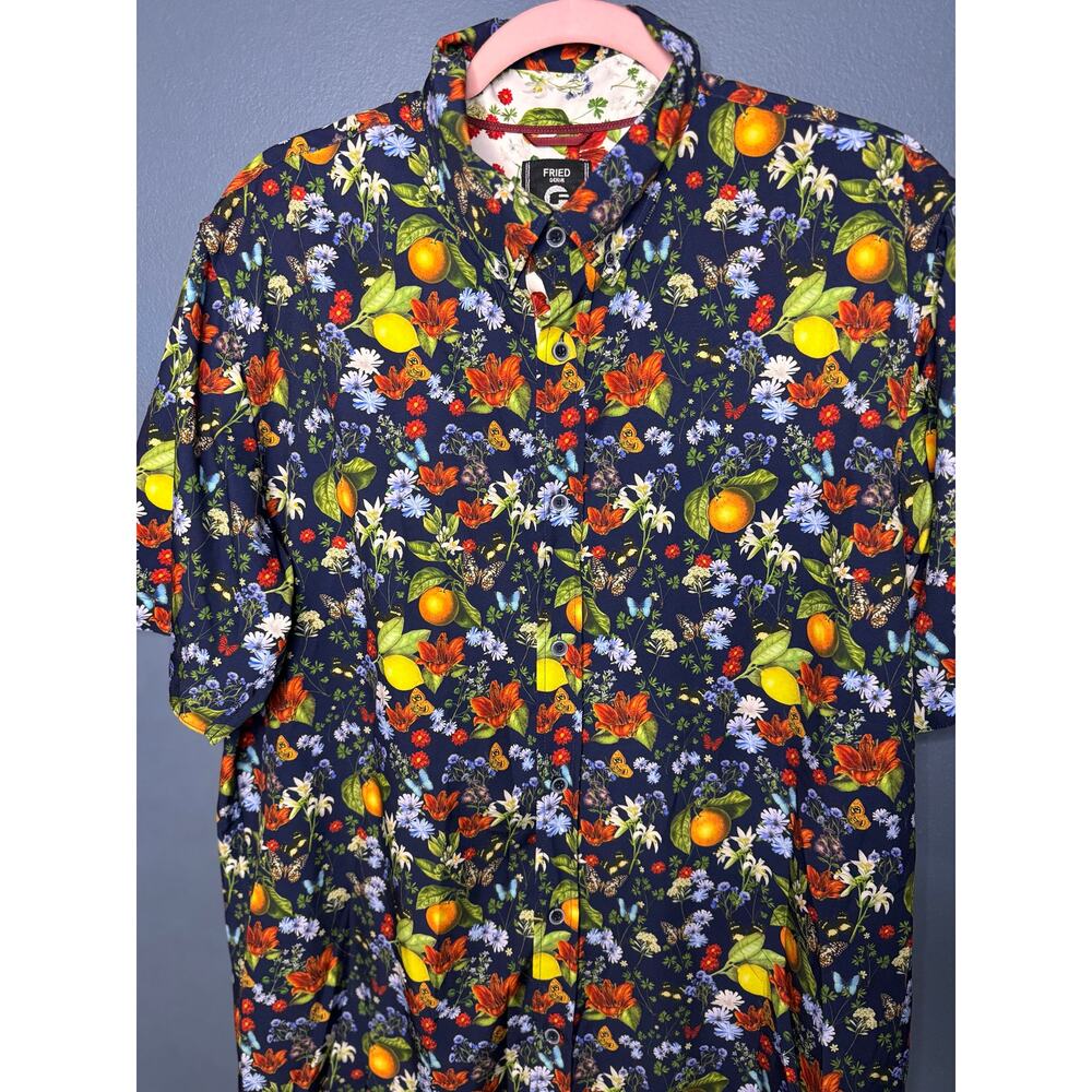 Fried Denim Mens tropical Grecian short sleeve button-down shirt size XL